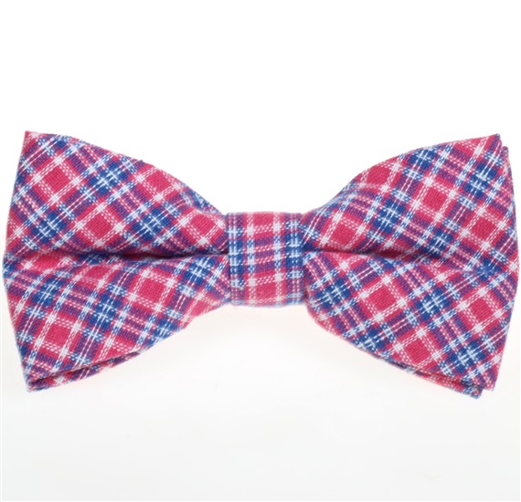 Fuchsia and Royal Blue Tartan Bow Tie