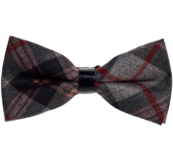 Grey and Brown Tartan Bow Tie