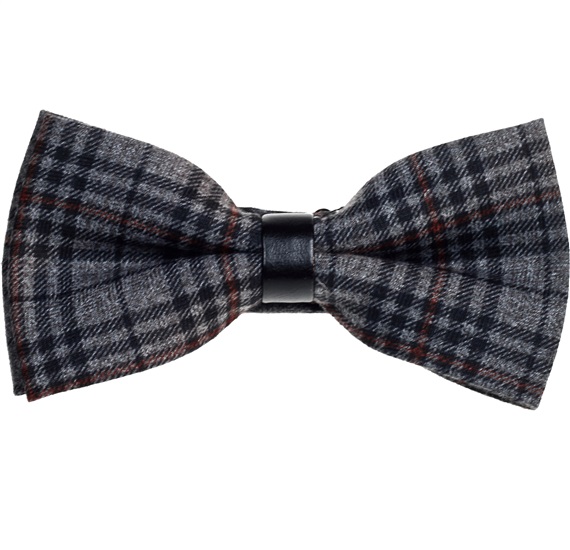 Grey and Brown Tartan Bow Tie
