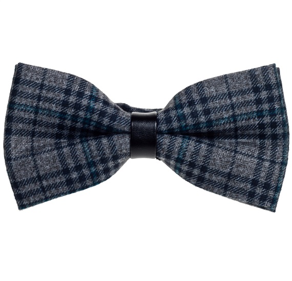 Grey and Black Tartan Bow Tie