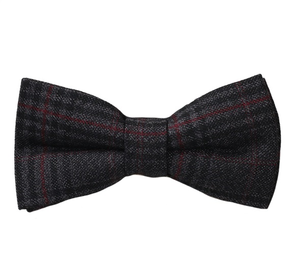 Grey and Black Tartan Bow Tie