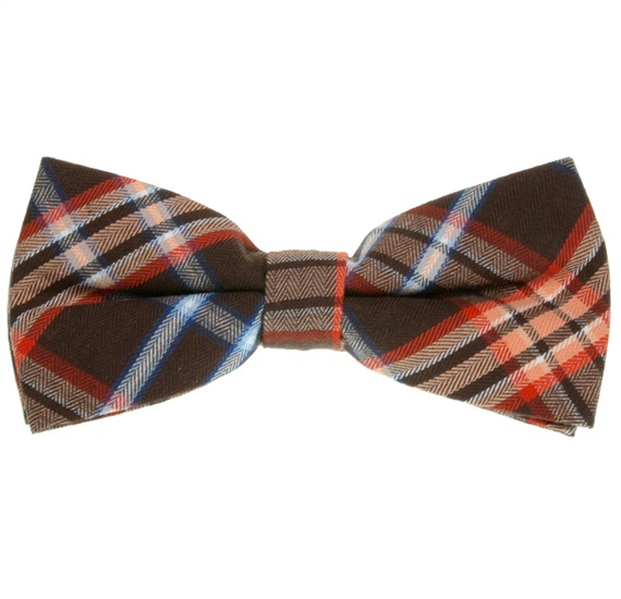 Brown and Orange Tartan Bow Tie