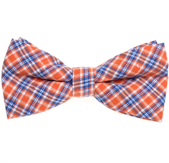 Royal Blue and Orange Tartan Bow Tie