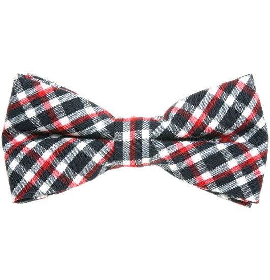 Black, White and Red Tartan Bow Tie