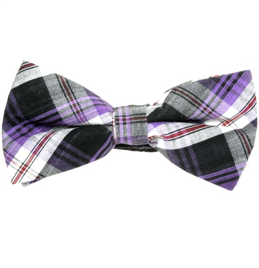 Black and Purple Tartan Bow Tie