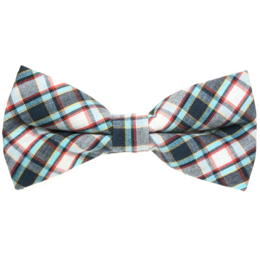 Blue and Turquoise Tartan Bow Tie