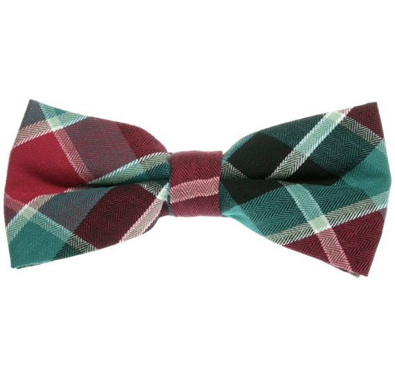 Bordeaux and Green Tartan Bow Tie