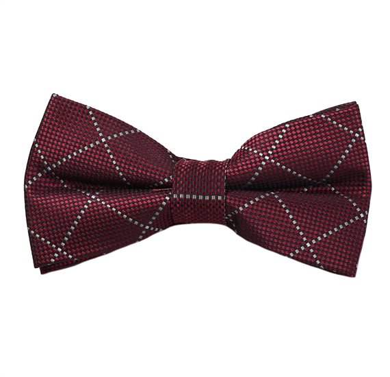Burgundy Checks Bow Tie