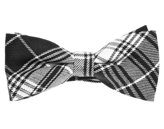 Tartan Black and White Bow Tie