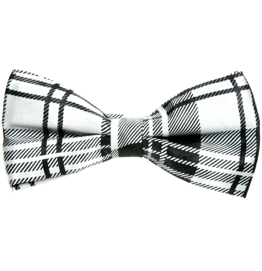 Black and White Tartan Bow Tie