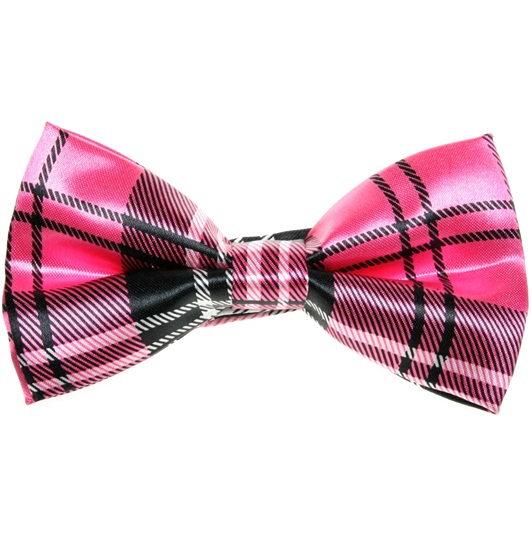 Fuchsia and Black Tartan Bow Tie