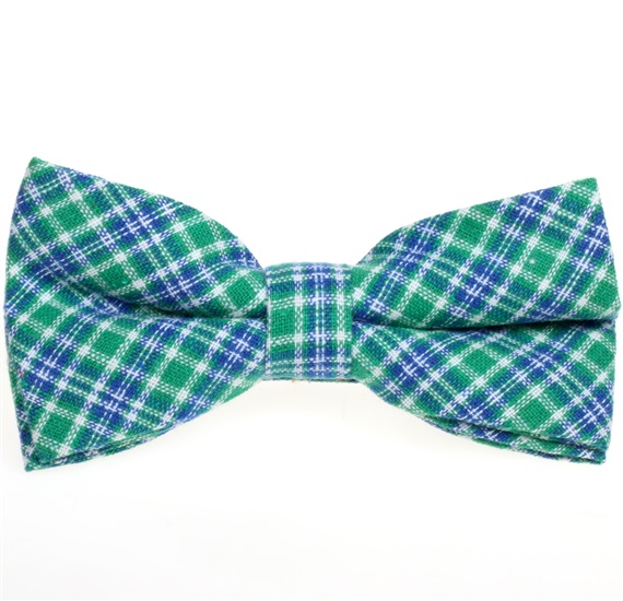 Green and Blue Tartan Bow Tie