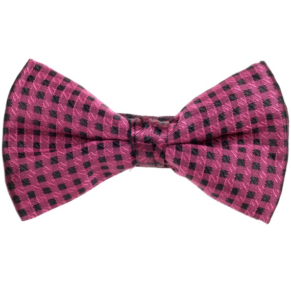 Black and Magenta Checked Bow Tie