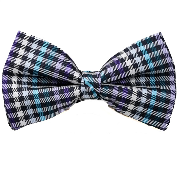 Black, White and Blue Vichy Checks Bow Tie