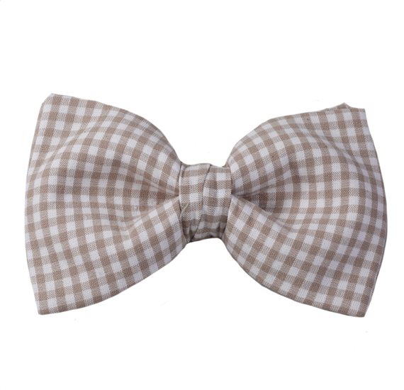 Beige Vichy Checks Bow Tie