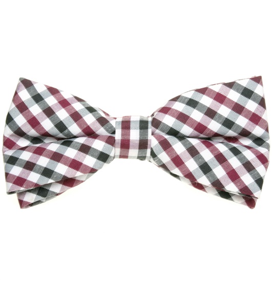 Bordeaux and Black Vichy Checks Bow Tie