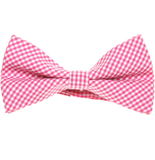 Fuchsia and White Vichy Checks Bow Tie