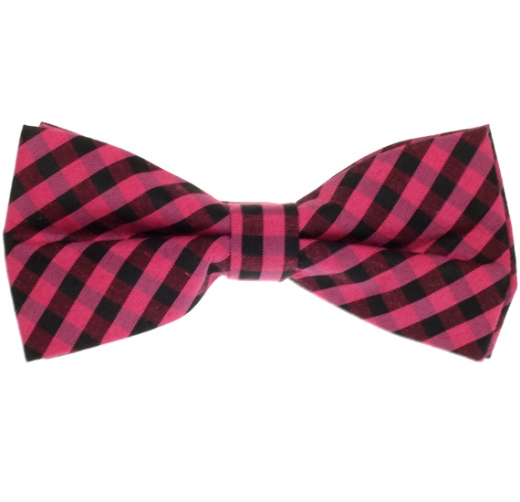 Black and Fuchsia Vichy Checks Bow Tie