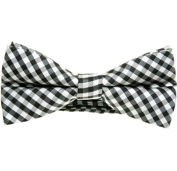 Black and Grey Vichy Checks Bow Tie