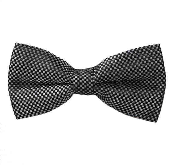 Black and Grey Vichy Checks Bow Tie