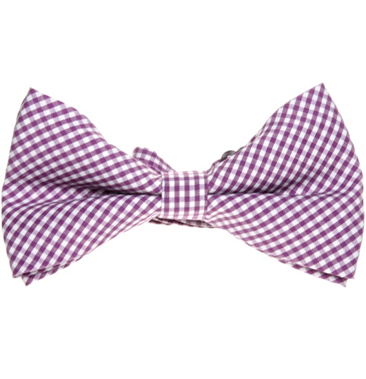 Purple and White Vichy Checks Bow Tie