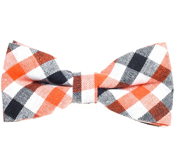 Orange and Black Tartan Vichy Bow Tie