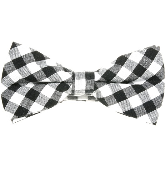 Black and White Vichy Checks Bow Tie