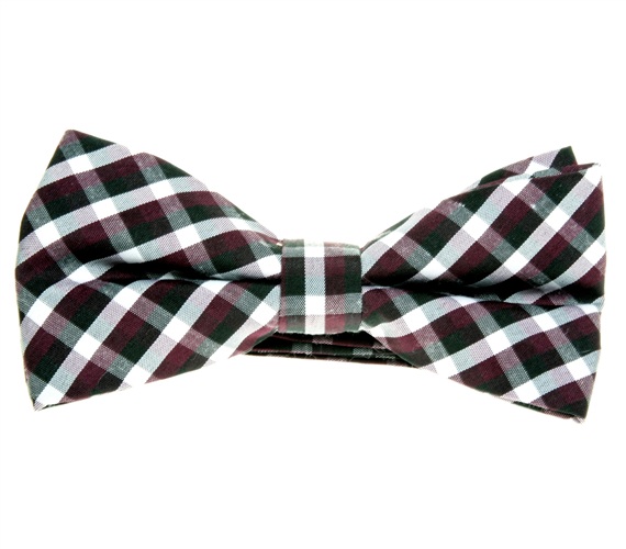 Black and Bordeaux Vichy Checks Bow Tie
