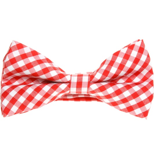 Red and White Vichy Checks Bow Tie