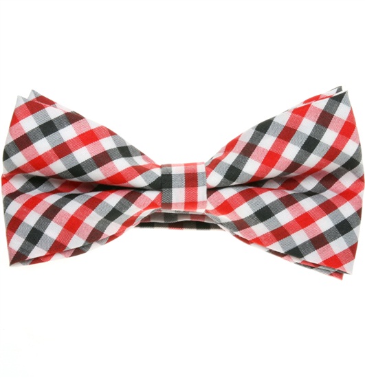 Red and Black Vichy Checks Bow Tie