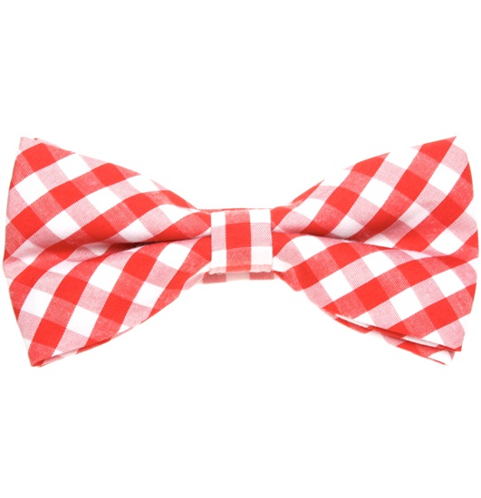 Red Vichy Checks Bow Tie