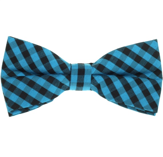 Black and Turquoise Vichy Checks Bow Tie