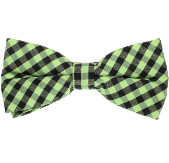 Black and Green Vichy Checks Bow Tie