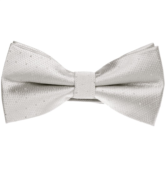 Pearl Grey Bow Tie with Silver Dots