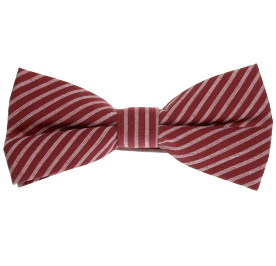 Garnet Bow Tie with White Stripes