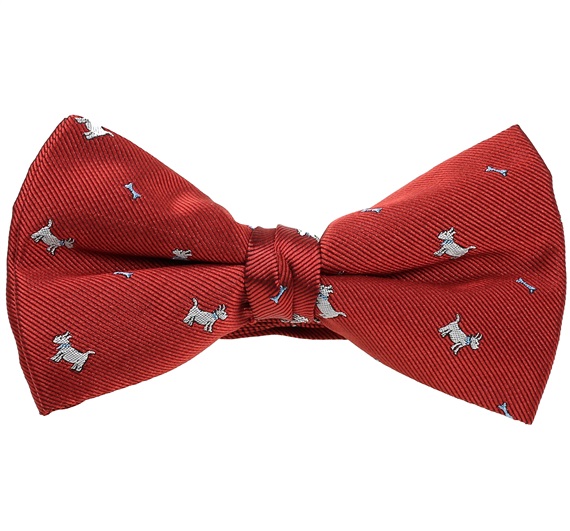 Garnet Bow Tie with White Schnauzers
