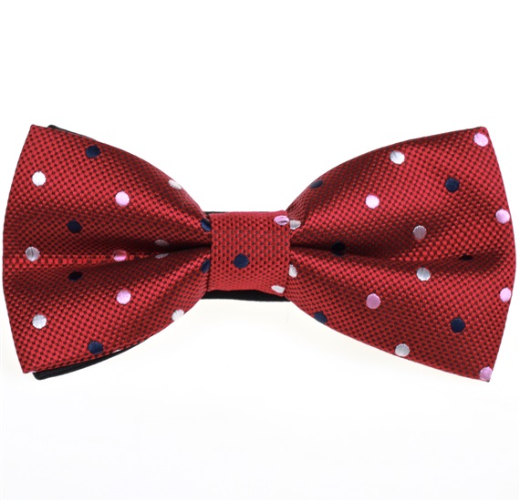 Garnet Bow Tie with Multicolor Dots