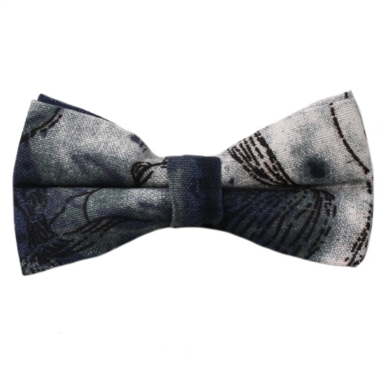 Grey and Blue Bow Tie
