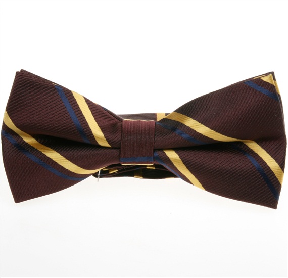 Brown Bow Tie with Golden Stripes