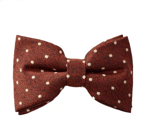 Brown Tile Bow Tie with White Dots