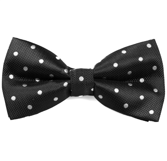 Black Bow Tie with White Dots