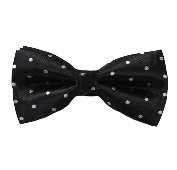 Black Bow Tie with White Dots