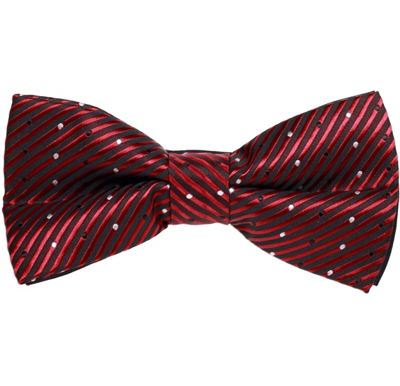 Black Bow Tie with Garnet Stripes