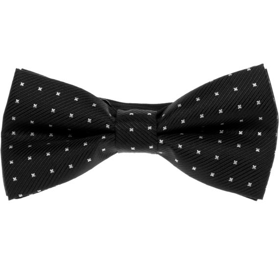 Black Bow Tie with White Clovers