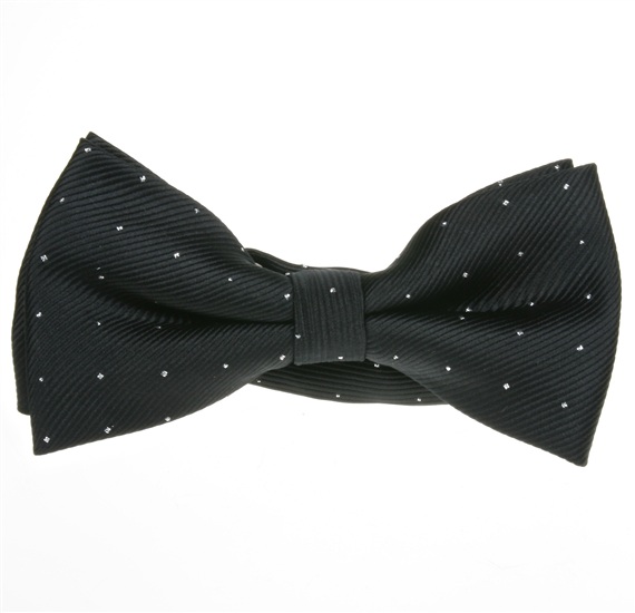 Black Bow Tie with Silver Dots