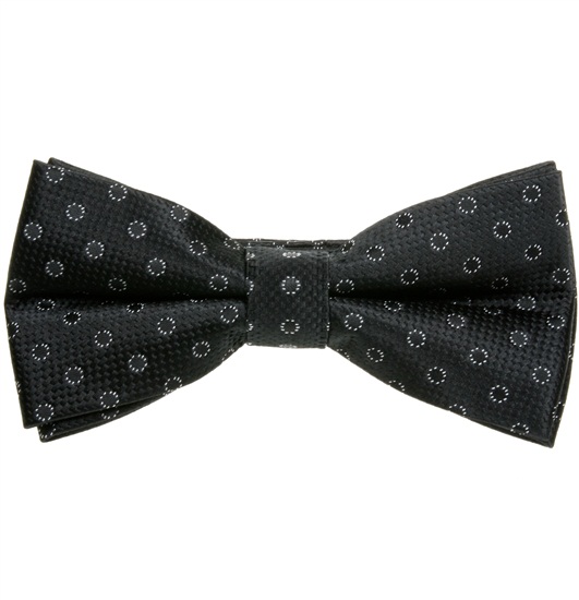 Black Bow Tie with Black Dots