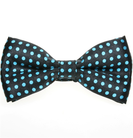 Black Bow Tie with Turquoise Dots