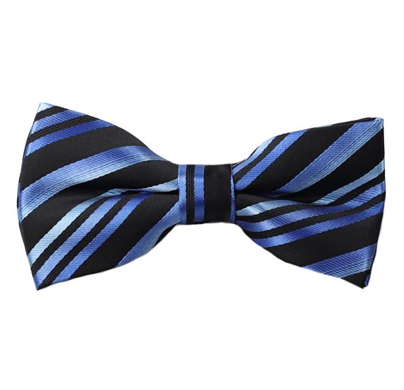 Black Bow Tie with Blue Stripes