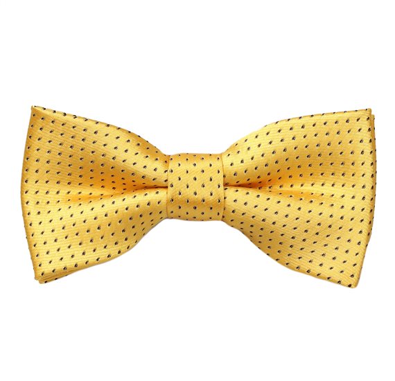 Boy's Yellow Bow Tie with Black Dots