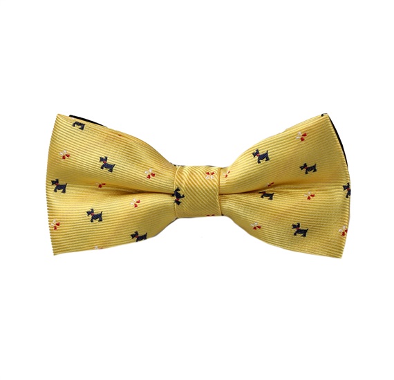 Boy's Yellow Bow Tie with Schnauzer
